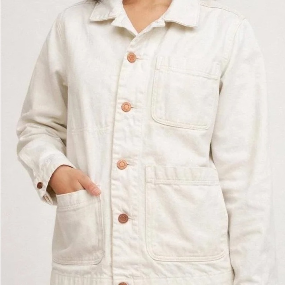 Everlane Cream (“Bone”) Brass Button-Front Workwear Jacket / Chore Coat